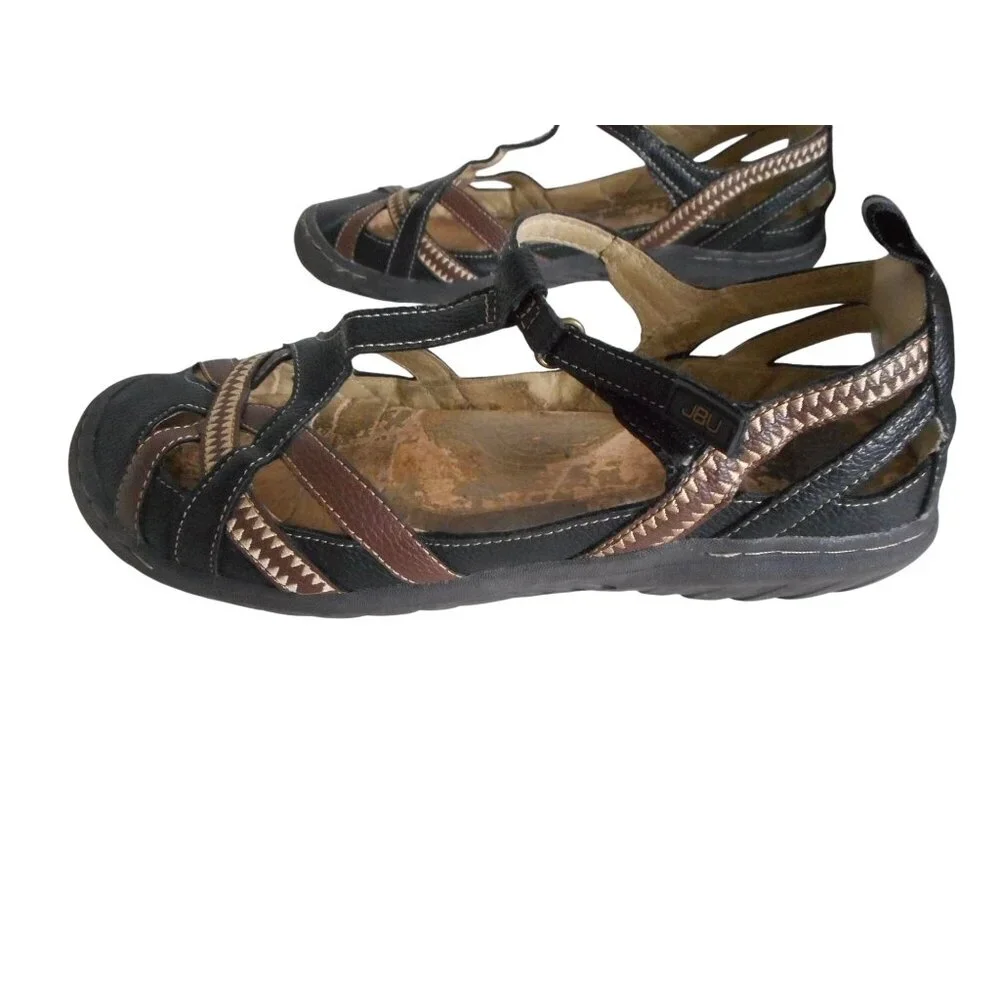 JBU Jambu Sz 9.5 Charley Strappy Sandals Vegan / Leather hook loop close Black - Picture 3 of 12